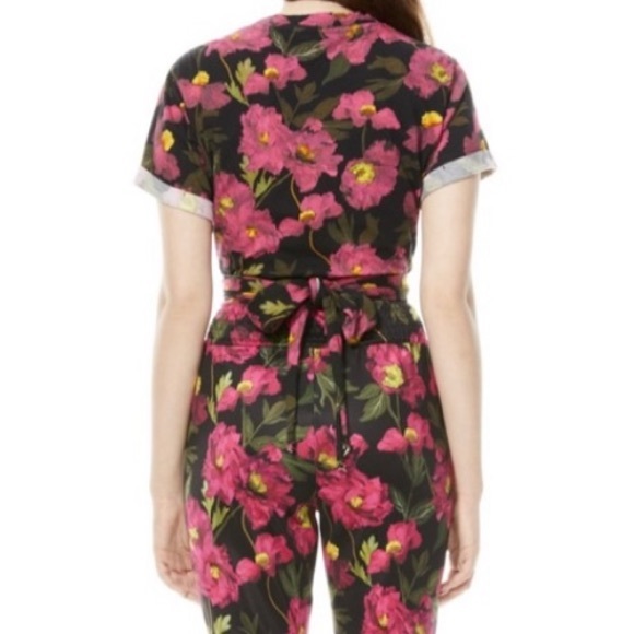 Alice + Olivia | Jasper Tie Waist Roll Sleeve T-Shirt Top Size XL - Picture 9 of 9